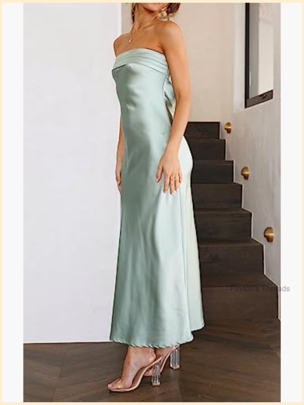 Women's Satin Strapless Bodycon Maxi Dress 2026 Backless Tube Wedding Guest - Picture 4 of 7